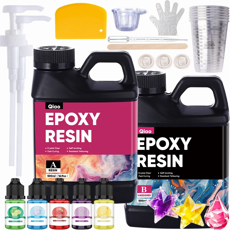 500/1000ml Crystal Clear Epoxy Resin Kit Bubble-Free Fast Cure Resin Set for Jewelry Making Diy Craft Suitable for Beginners