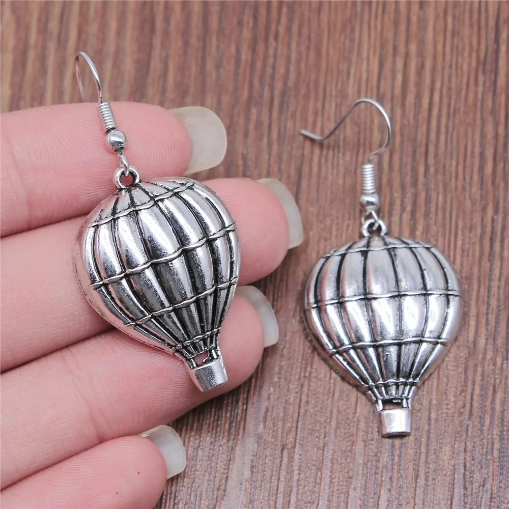 Fashion Handmade Simple Design Antique Silver Color Hot Air Balloon Pendant Earrings Dropshipping Drop Earrings