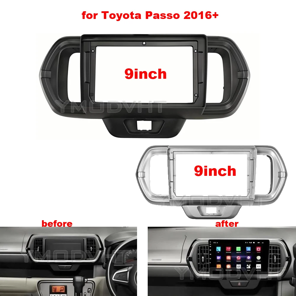 9inch Car Radio Fascia for Toyota Passo 2016+ DVD Stereo Frame Plate Mounting Dash Installation Bezel Trim Kit