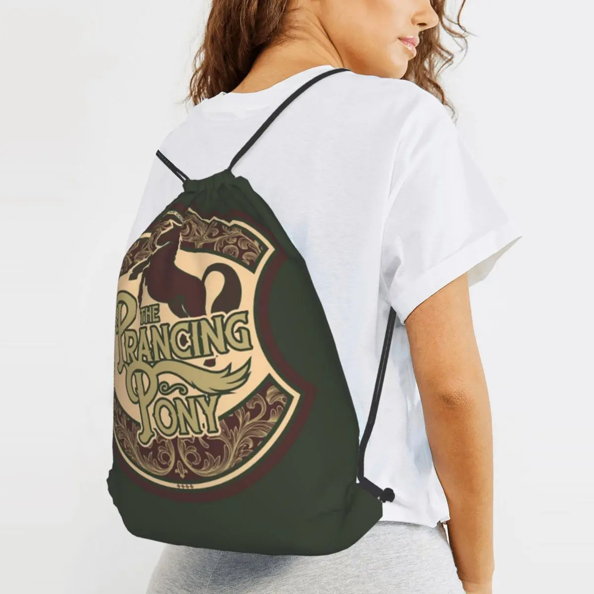 Prancing Pony Backpacks Casual Drawstring Bags Shoes Bag Book Bags for Travel Students