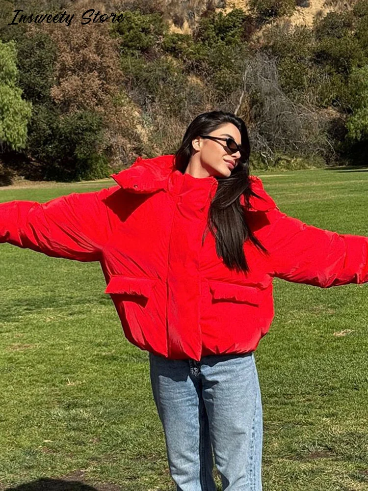 عادية الصلبة وسادة مبطنة المرأة انفصال هود سحابات الفيلكرو كم طويل معاطف دافئة 2025 الخريف جديد سيدة شيك ملابس خارجية #4