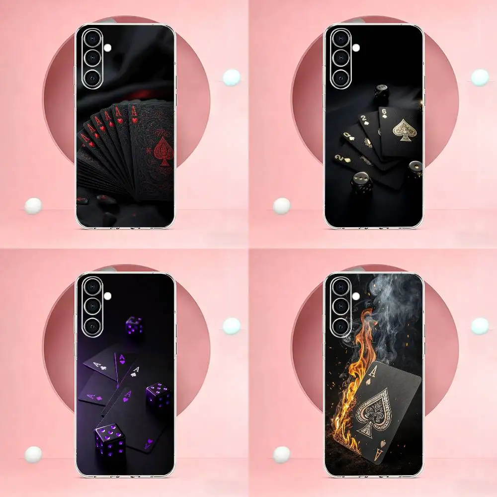 Dark Cool Poker  Phone Case For Samsung Transparent Soft Case A73,A72,A71,A70,A53,A52,A51