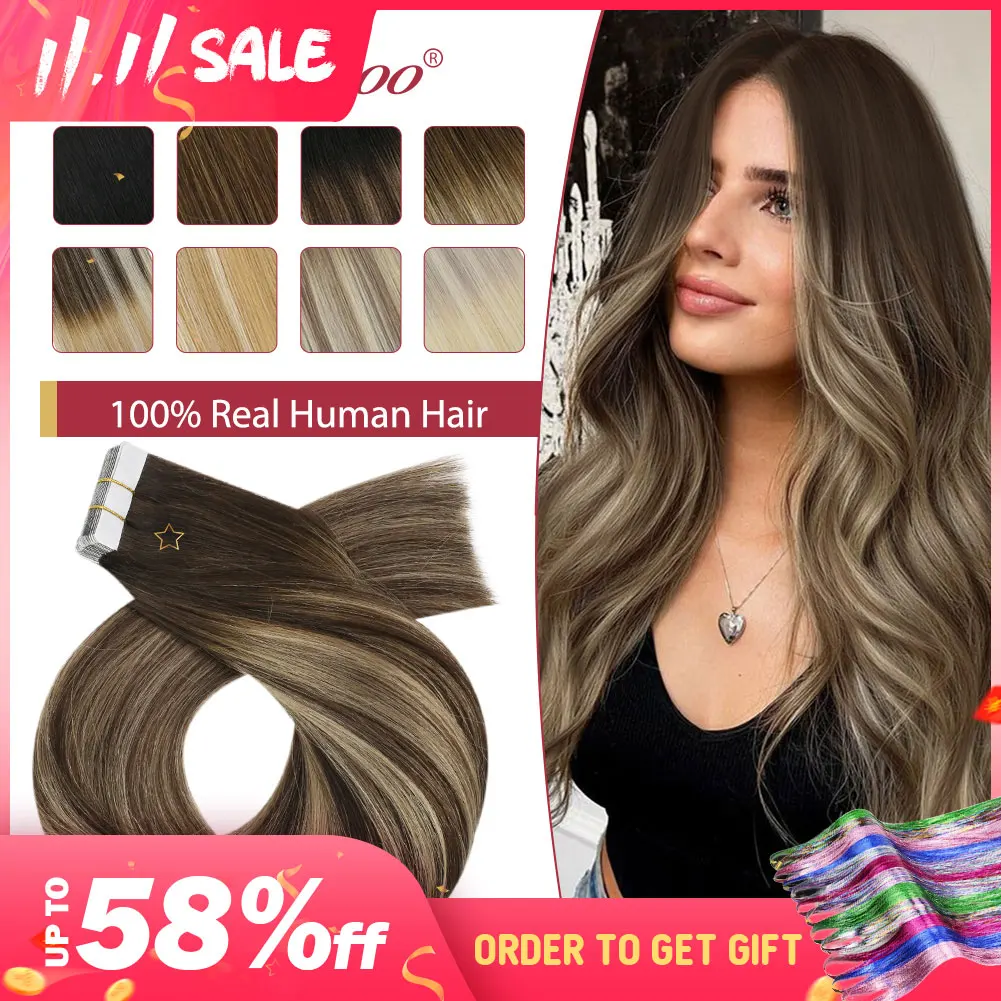 Moresoo 25G Tape in Human Hair Extensions 10 stuks Natuurlijk recht Remy-haar 14-24 inch Blond haar Tape in Hair Extensions