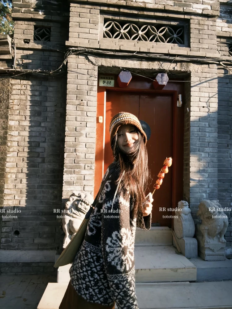 

Вязаный свитер средней длины в стиле ретро с отложным воротником для женщин, теплый, повседневный, свободного кроя, мягкий трикотаж