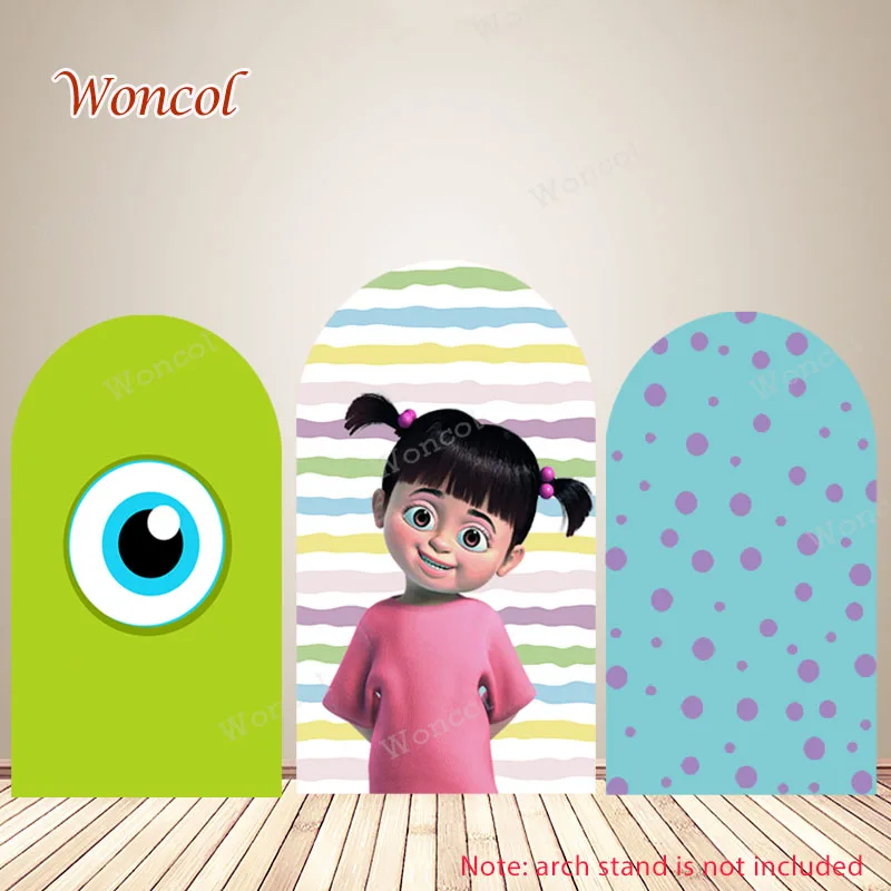 

Фон с изображением монстров, Инк. Арки Boo Mike Wazowski James P. Фотообои Sullivan, монстры, Inc. Детский день рождения, двусторонняя фотография