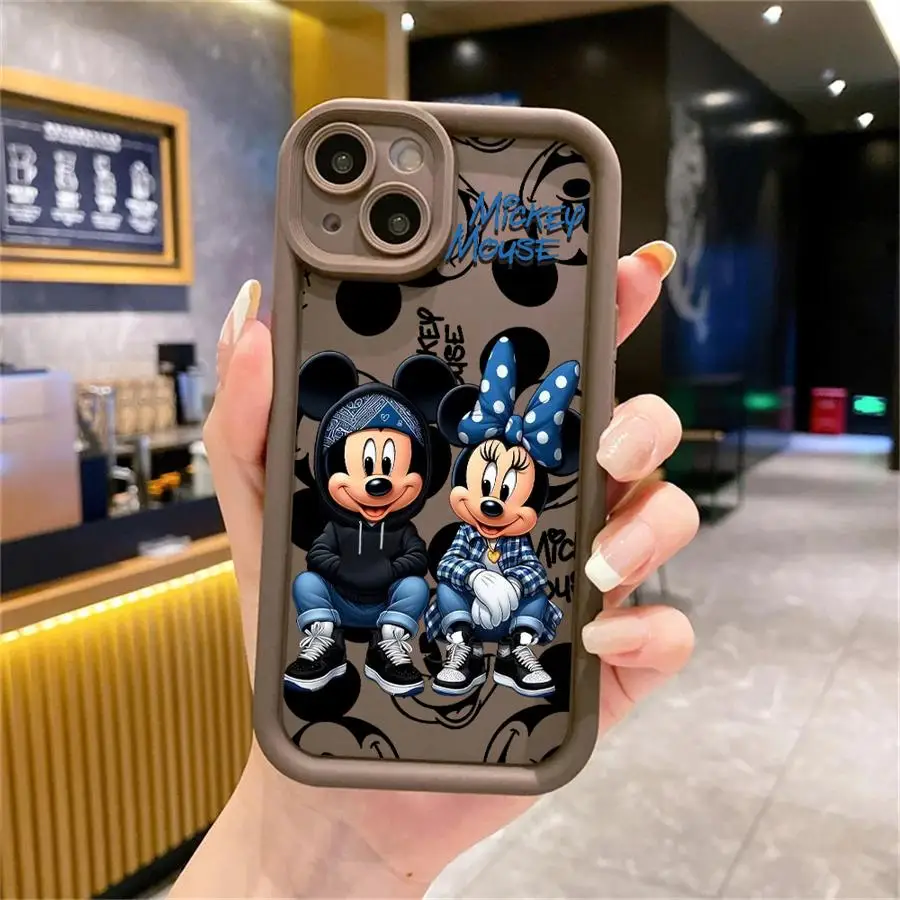 Disney mickey minnie myš hustý telefon pouzdro pro iPhone 16 13 mini SE 15promax 14 plus 12 pro 11 pro 8 7 XR XS maxi měkké obal