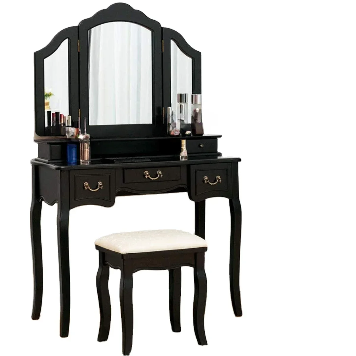 Black and white modern dressing table bedroom makeup station vanity table with cupboard