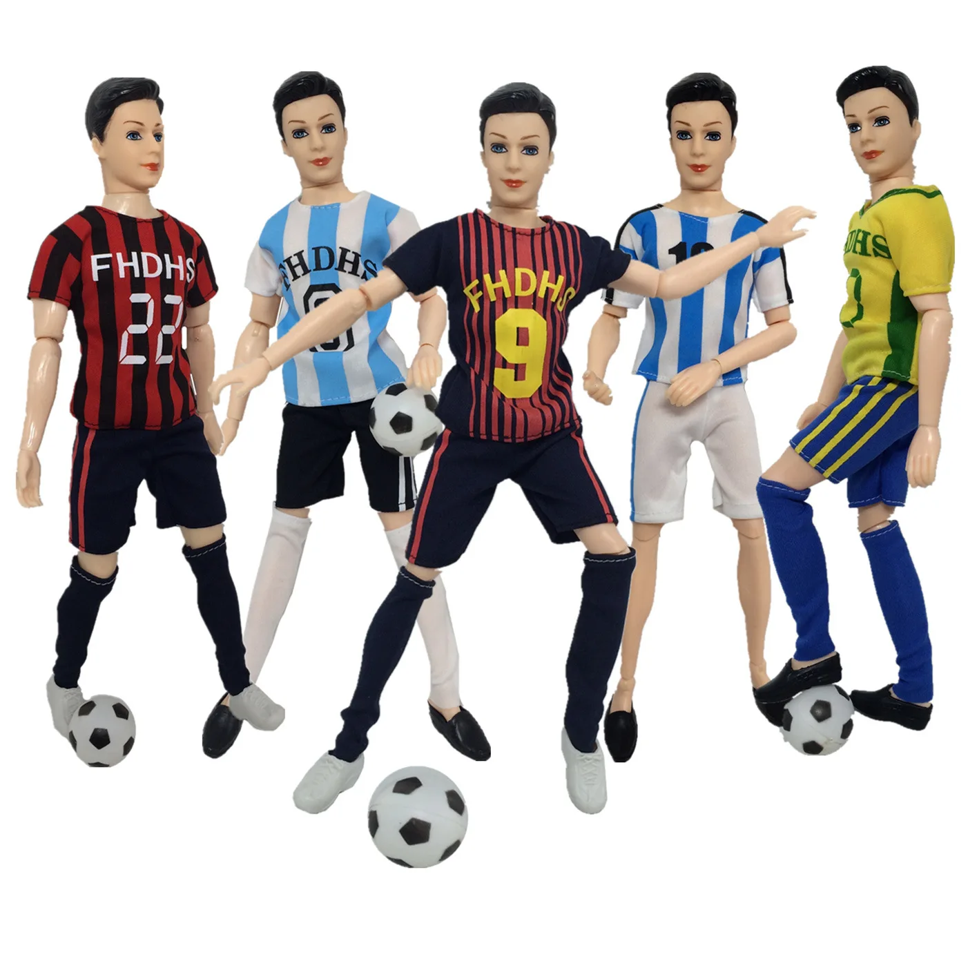 1 Set Casual Men Women Football Sports Wear Costume Top Shirts Short Pants Socks For Barbie Doll Accessories Kids Toy