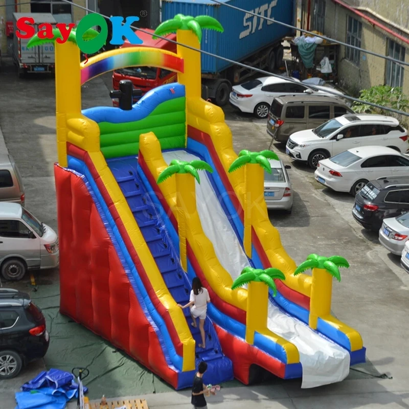 

Inflatable Water Slide PVC Inflatable Bouncer Slide with Climbing Step Bouncy Castle with Blower for Kids (8x4x8m/26x13x26ft)