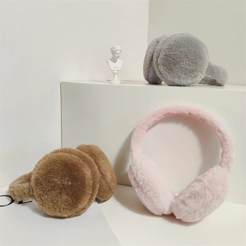 Winter new ear muffs simple versatile plush solid color ear warmer anti-cold warm ear protection men and women