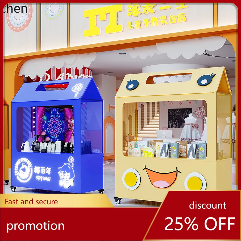 CZ Stall Push Cart Market Outdoor Stall Dining Cart Mall Promotional Activity Iron Art Flower Cart