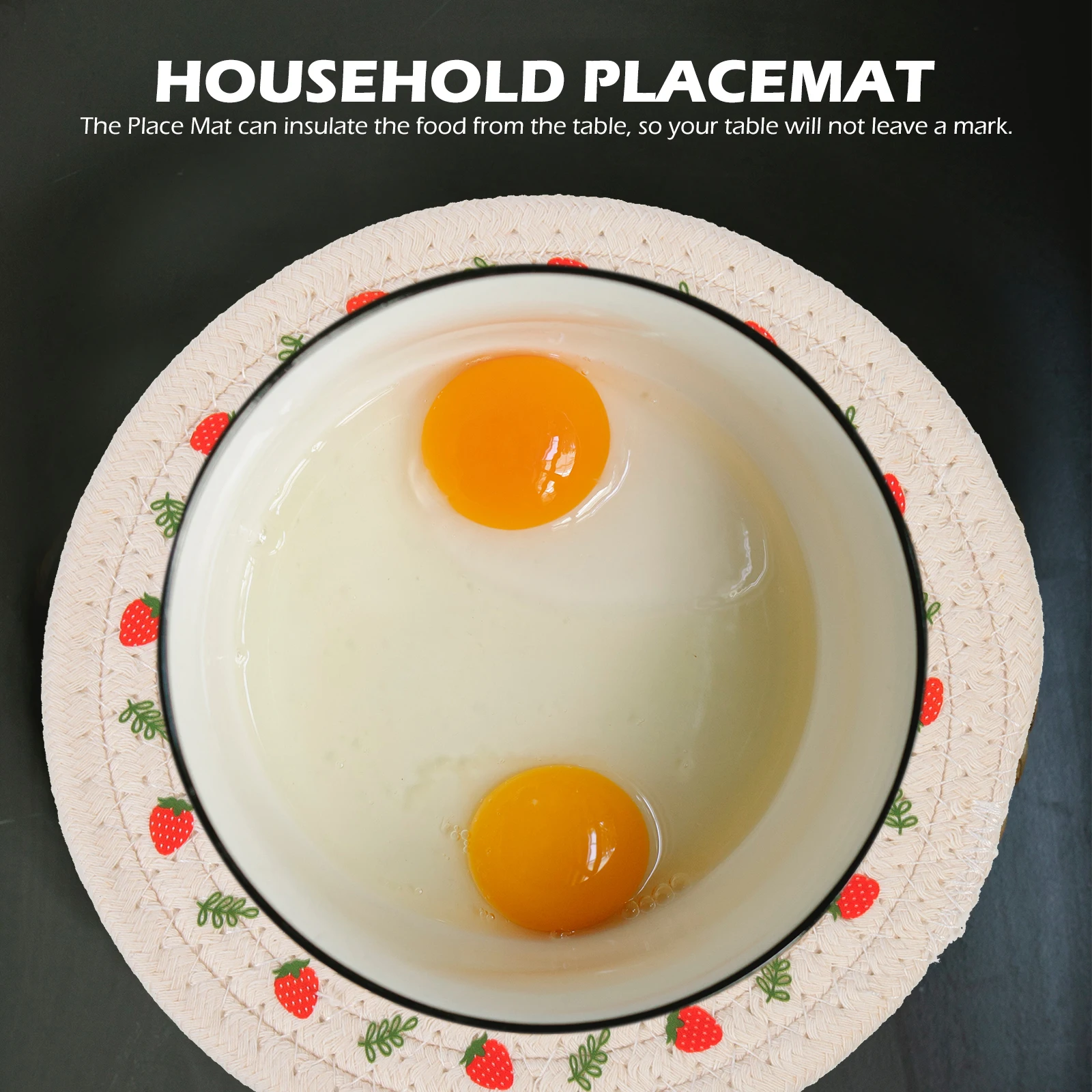

2pcs Cotton Placemat Woven Rustic Decorative Heat Resistant Table Mat Household Dining Round Shape Cutlery Pad Smooth Fine