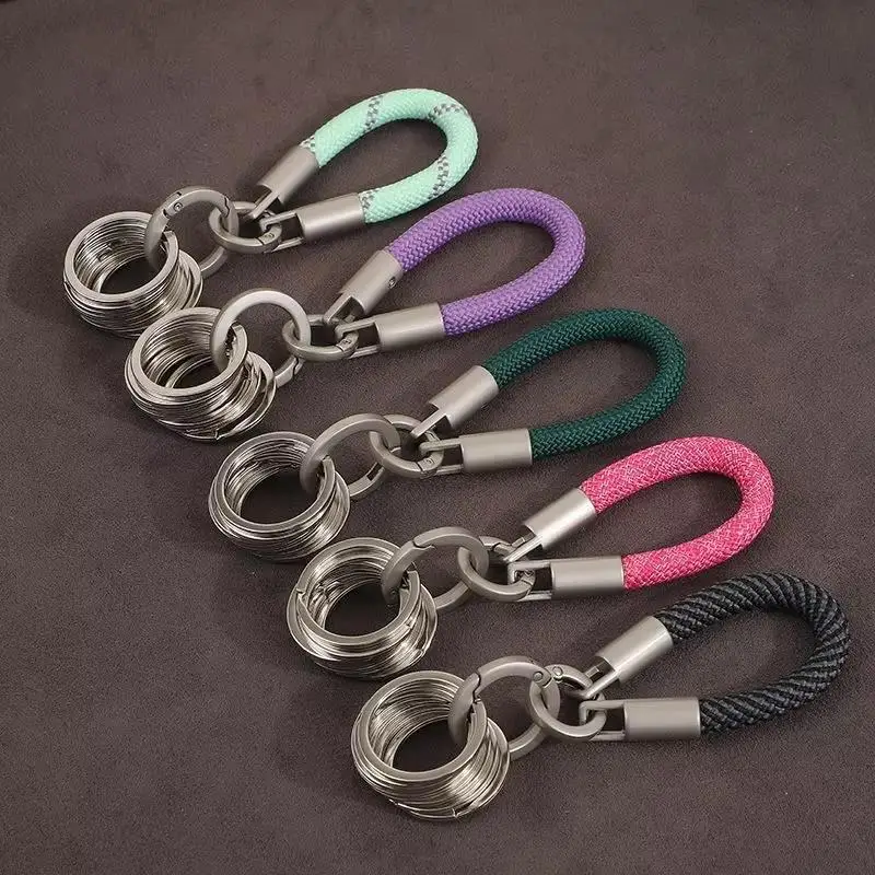Detachable Premium-feel Titanium-colored Alloy Keychain With Multi-ring Pendants A Handy Tool For Organizing Keys Features