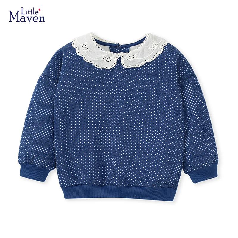 Little Maven Winter Turndown Collar Hoodies Children Kids Clothes Baby Girls Warm Fleece Outerwear Sweatshirt Spring Autumn Tops