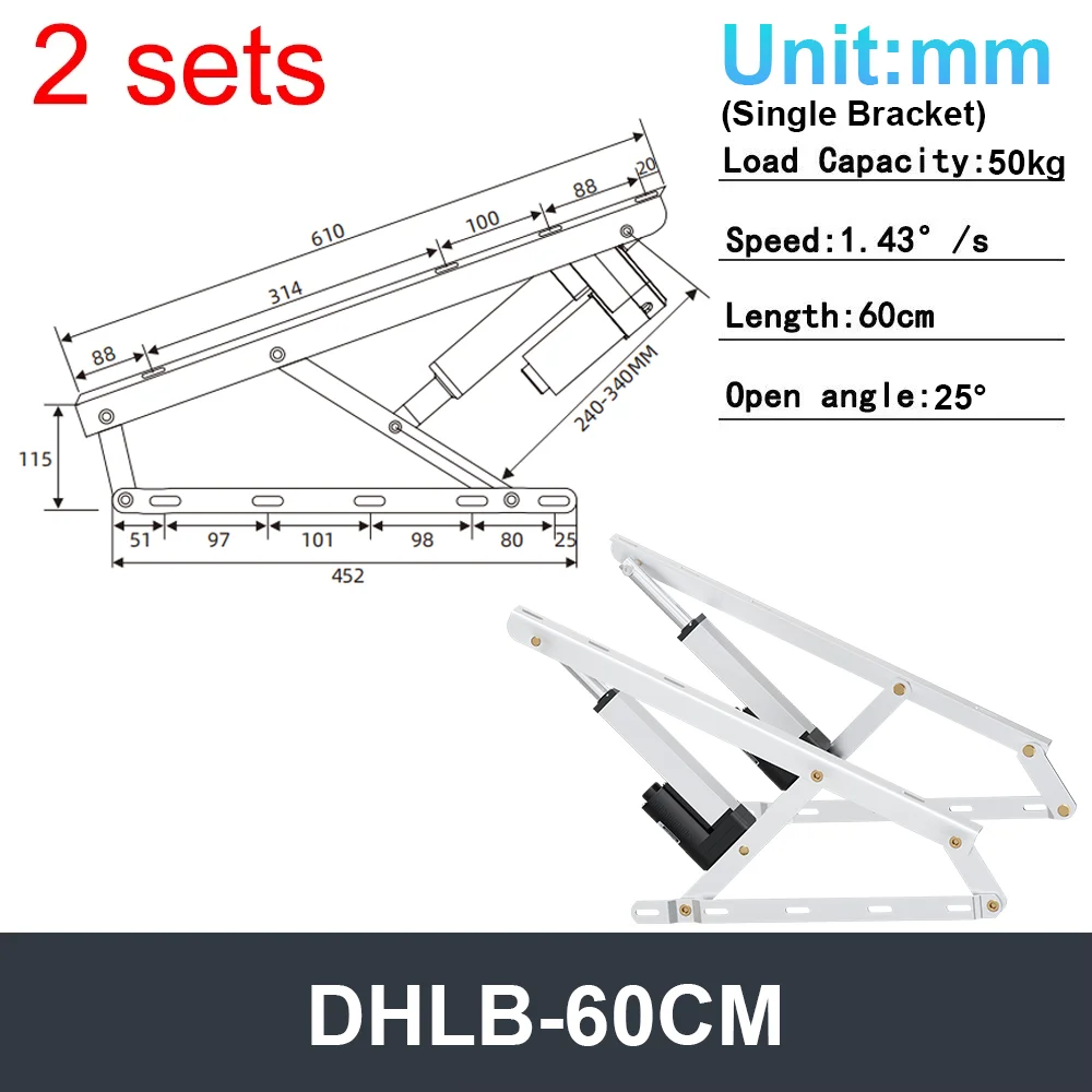 2Pcs Linear Actuator with Controller For Bed 150kg load Electric Lifting Rod Adjustable Plate Upturn Bedstock Windows Sofa