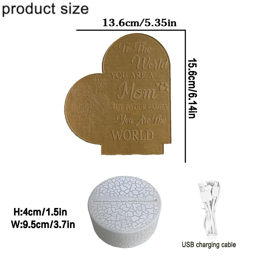 3D Mother flowers Love 3D nightlights, room and living room table decorative lights, holiday gifts, color adjustable.