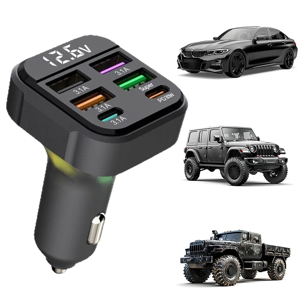

YAFEX Car Charger - 48W 6 Port PD 30W For QC 3.0 Fast Charging 3.1A Car Phone Charger 2025 Hot Sale Brand. New And High Quality