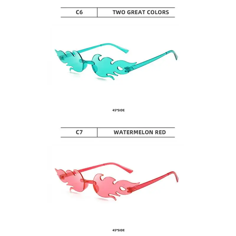 2/4/6PCS Glasses All-in-one Mirror Portable Sunglasses Candy Color Flame Sunglasses