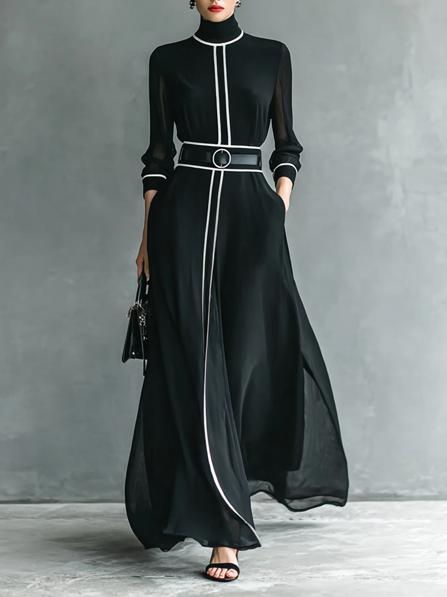 Elegante Vestido Maxi de Chifón Francés