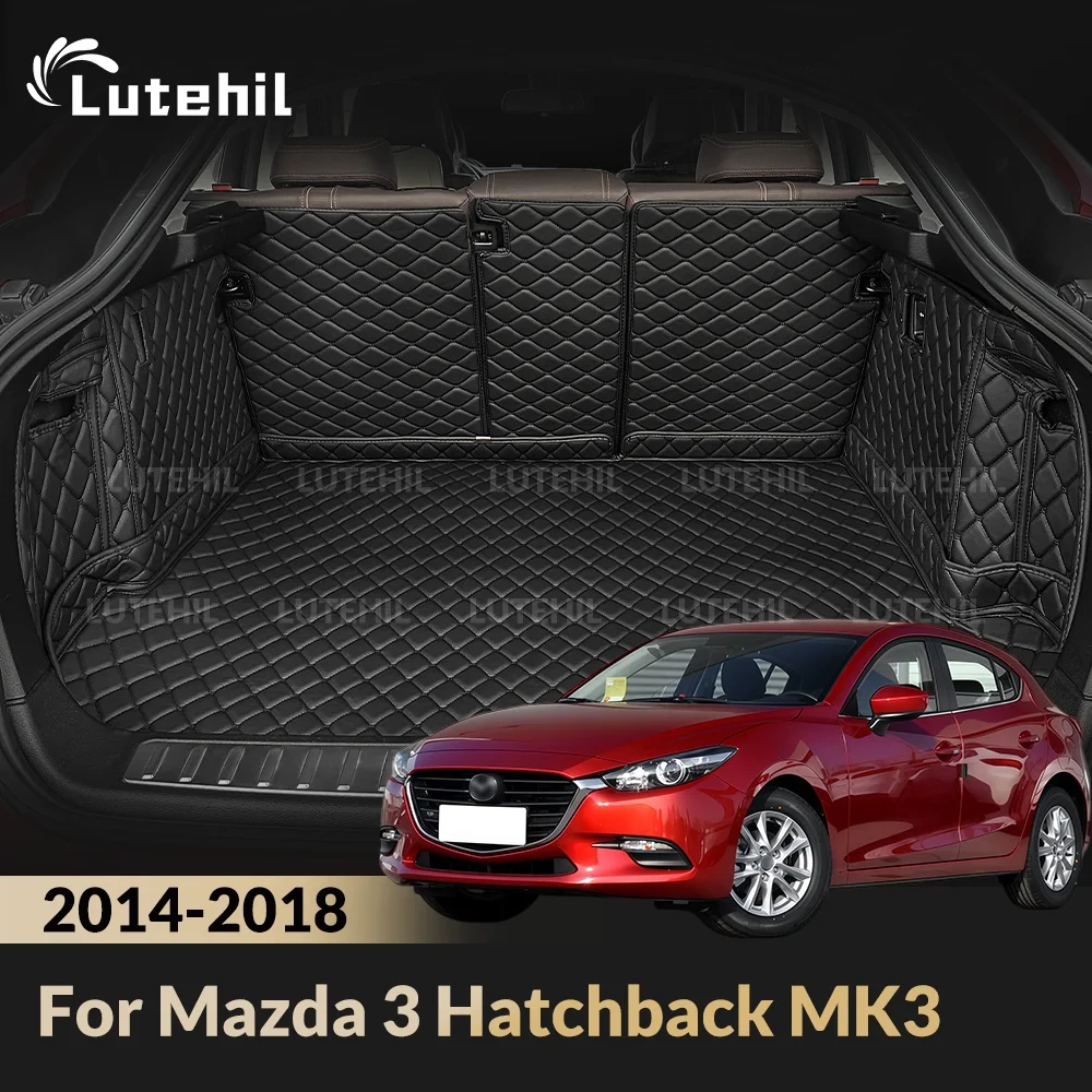 Cargo Liner For Mazda 3 Hatchback MK3 2014-2018 Car Trunk Mats Carpet With Backrest Protectors Cargo Mats Accessories Waterproof