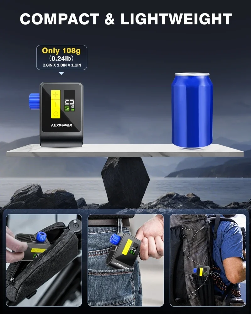 120PSI Mini Electric Air Pump Portable Digital Inflator 1000mAh for Motorcycle MTB Road Bike Tires Compressor - Image 5