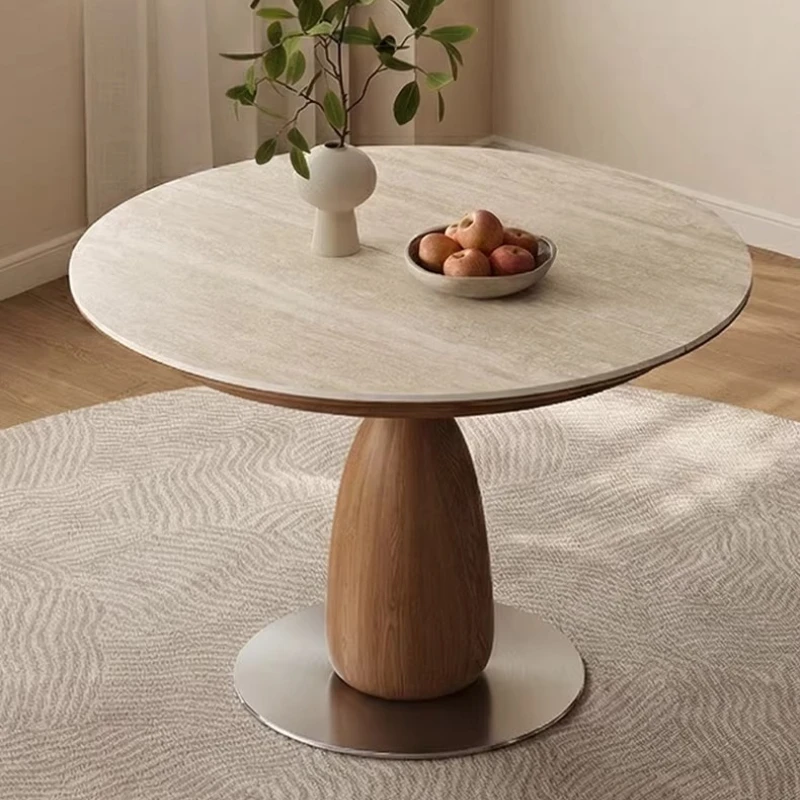 90cm 100cm 110cm Modern luxury rock slab retractable round dining table and sets 4 chairs dining rooms pliante kitchen furniture