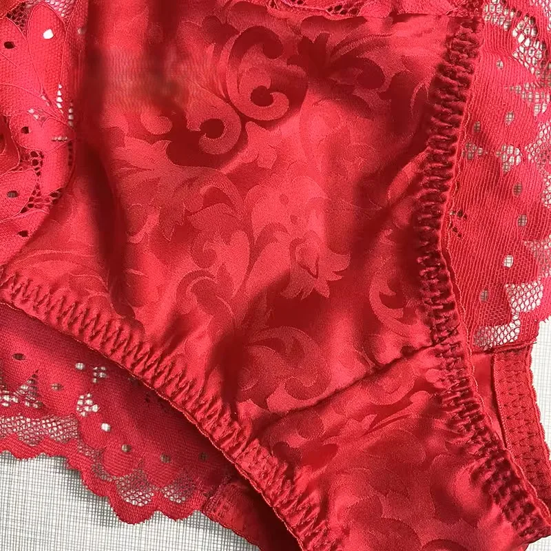 

Модные сексуальные мужские трусики из красного шелка шелковицы, прозрачные кружевные трусы с цветочным бантом, U-образная выпуклая сумка, эротические брюки с низкой талией