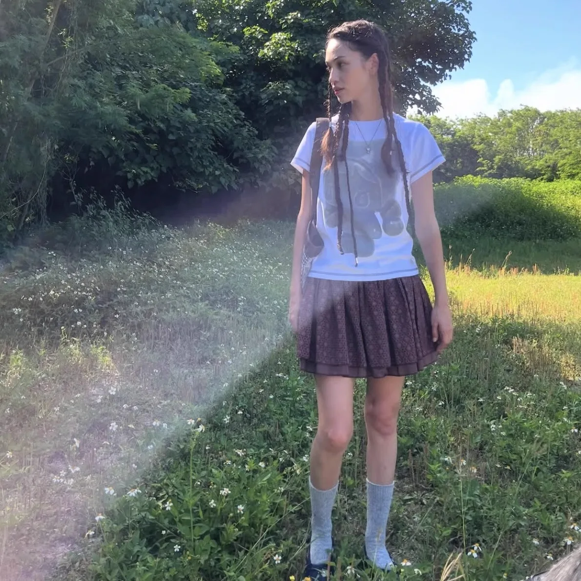 Retro cintura elástica bordado oco para fora emagrecimento a linha saia inchado versátil para todas as estações jovens