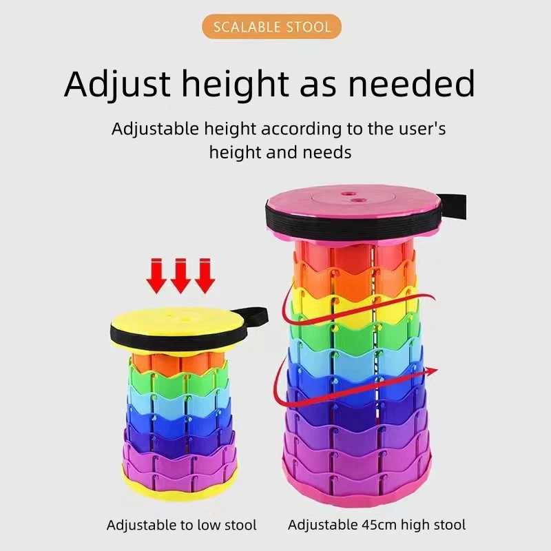 Portable Telescopic Stool Travel Camping Plastic Folding Chair Picnic Seat Queuing Outdoor Retractable Beach Fishing Stool