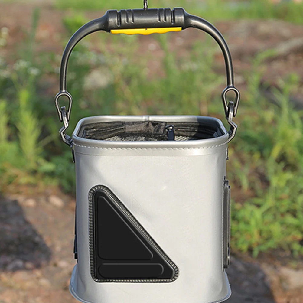

Folding Collapsible Bag Grey Thickened Waterproof Eva Fishing Bucket Portable Fish Container Smooth Zipper Live Fish Storage