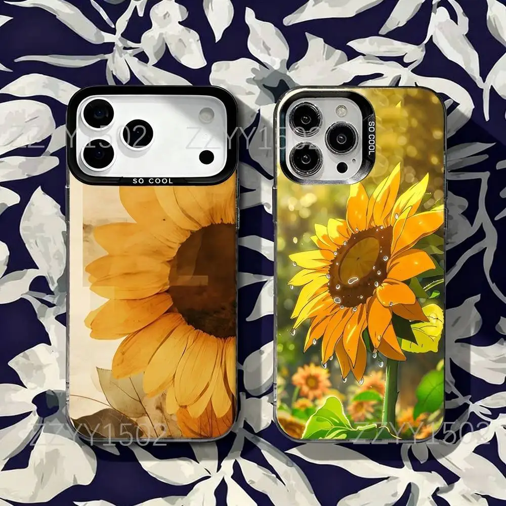 

Yellow Sunflower For iPhone 17,16,15,14,13,12,X,8,Pro,Max,Plus,SE4,Air,Mini Anti-Slip Black IMD Matte Case