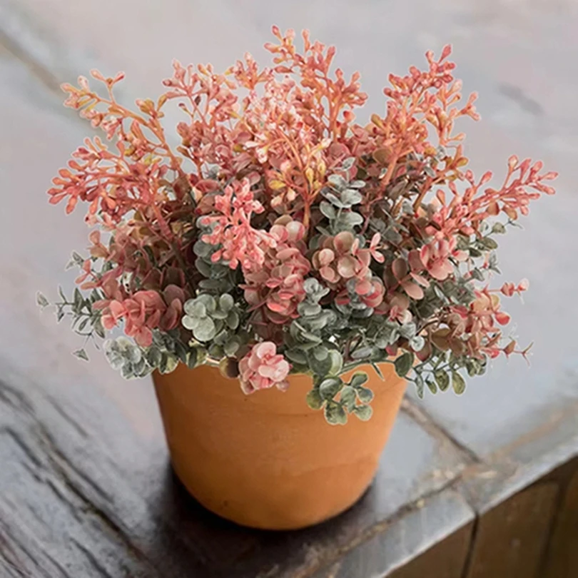 

1Pc Artificial Plants Plastic Eucalyptu Wedding Bride Bouquets Festival Arrangement Home Outdoor Garden Bonsai Decor Vase Filler