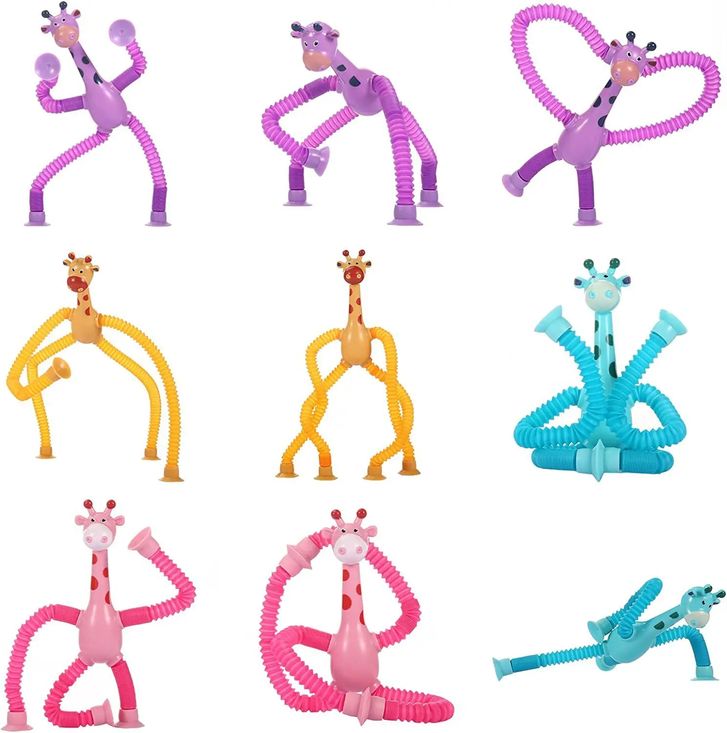 Jouets à ventouse pour enfants, forme de variété, tube commandé, souligné, instituts, télescopique, girafe, soufflet mentaires oriel, anti-stress, jouet à presser