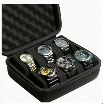 Estuche de Viaje para Relojes con 6 Ranuras, Caja de Almacenamiento Rígida con Cierre, Bolsa Organizadora para Relojes, Pulseras y Accesorios, Regalo de San Valentín para Hombres