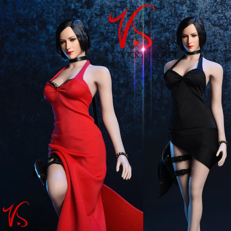 Vstoys 18XG14 vestido de noche femenino a escala 1/6, falda larga con cuello colgante, modelo de ropa apto para cuerpo de figura de acción de soldado de 12 pulgadas