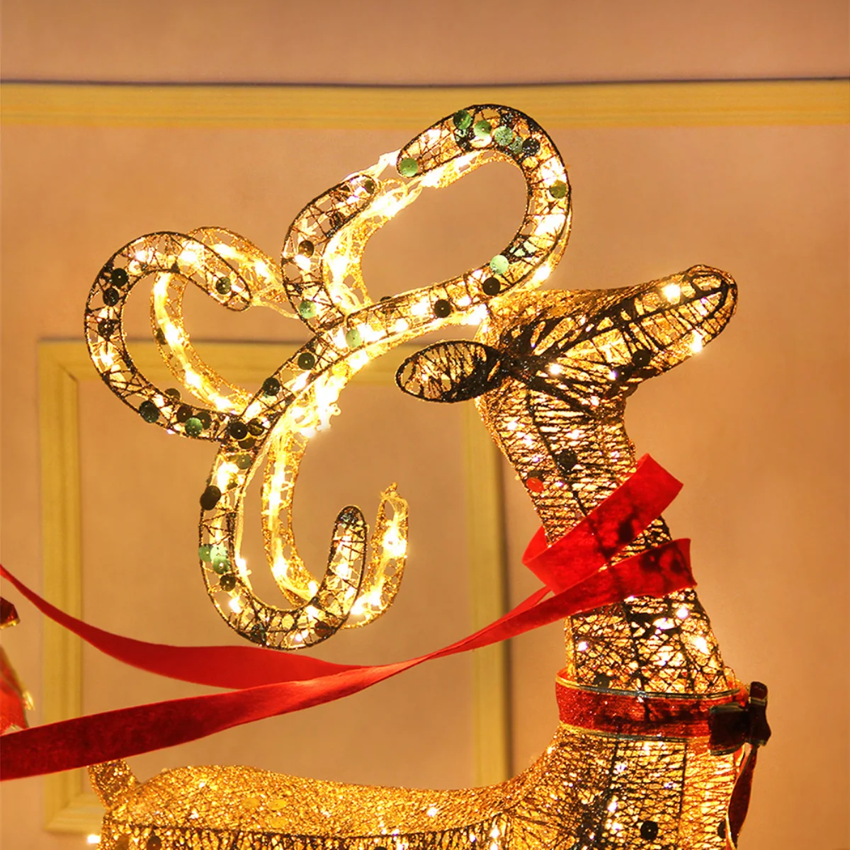 Christmas Gold Reindeer Sleigh Led Light iron sleigh cart Home Garden Yard Ornament Outdoor Navidad Decor arbol de navidad