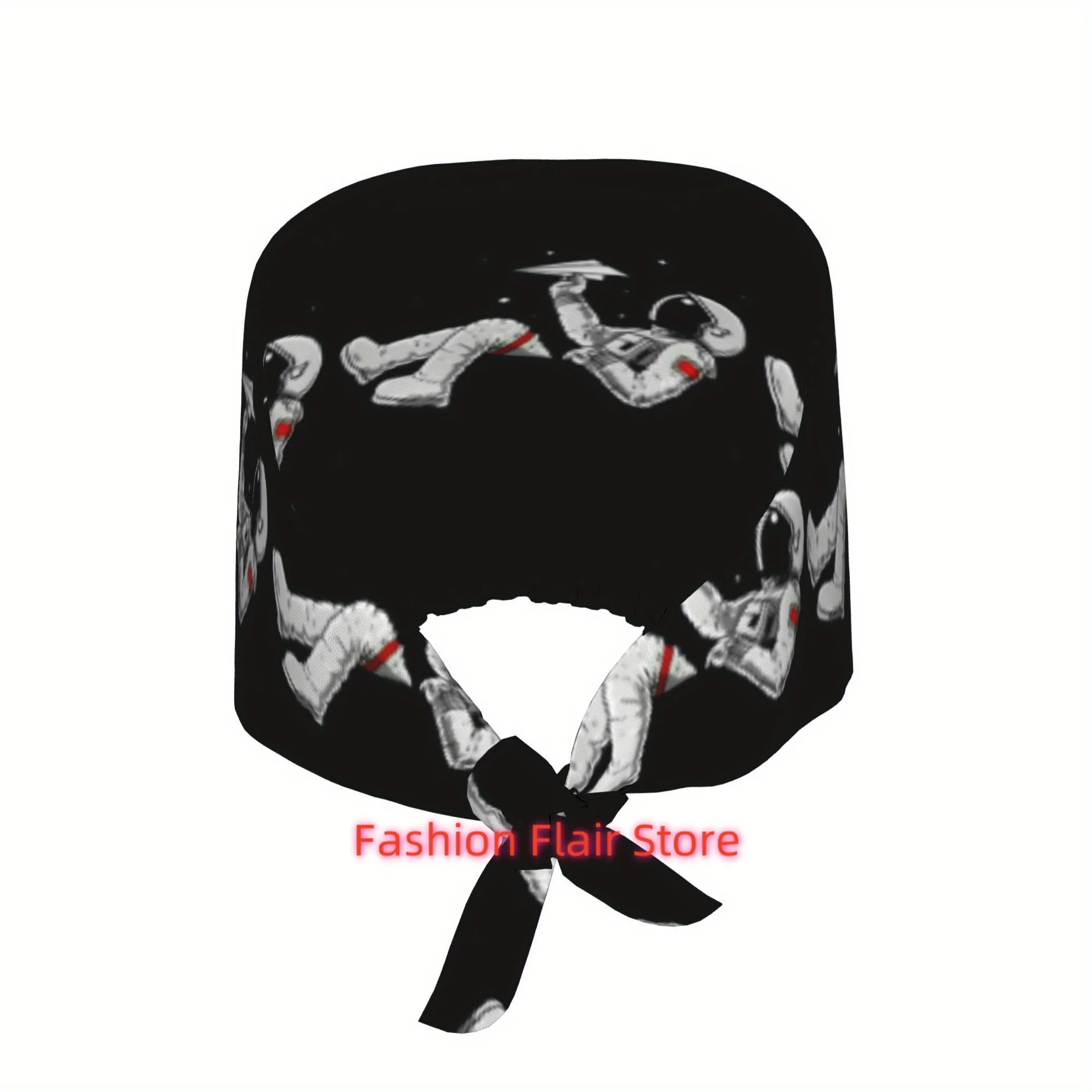 1pc Astronaut Unisex Stylish Printed Work Cap - Lightweight Adjustable Skull Cap Tie-Back Nurse Hat, Dustproof Chef & Cooking Ca