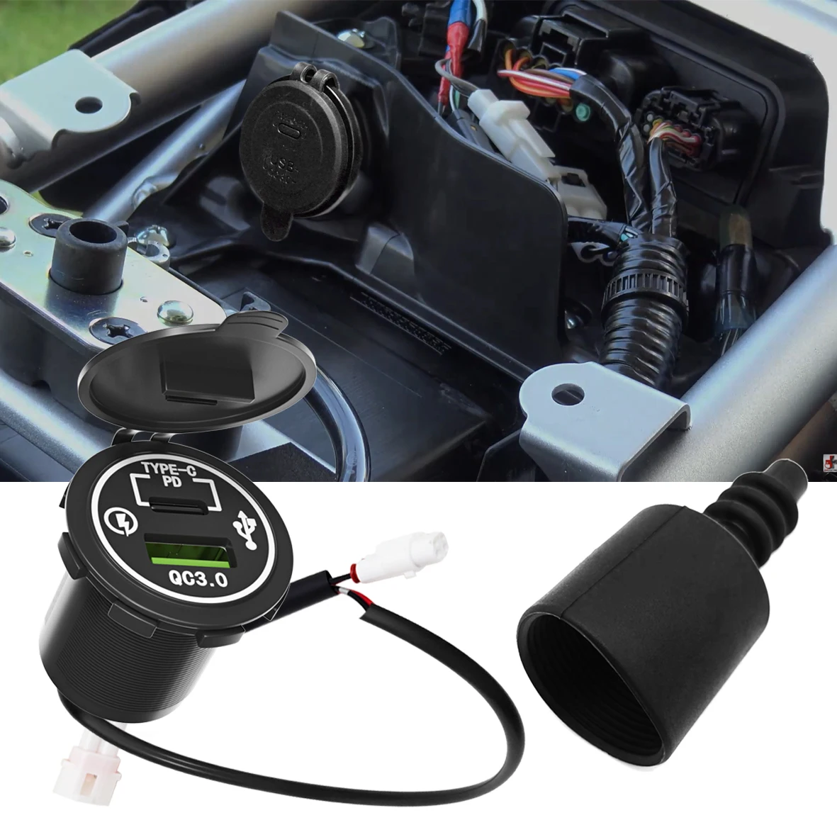 

Fast Charger PD TYPE-C USB Port Kit Fits Suzuki Vstrom 800