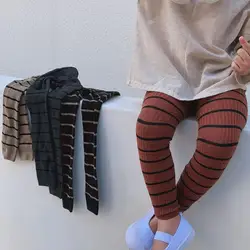 Leggings para meninas de algodão da criança infantil listrado leggings de malha calças crianças bonito elástico quente calças de inverno quente calcinha