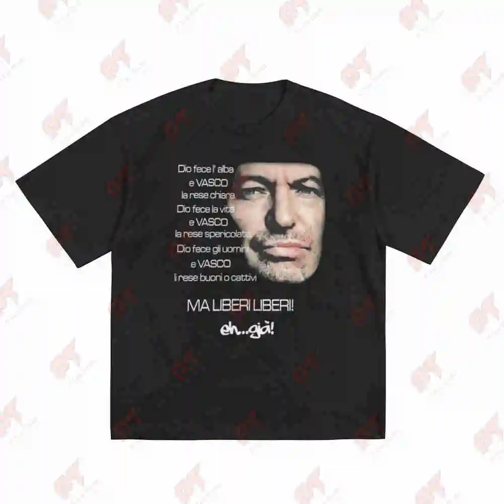 Vasco Rossi Liberi 2000 Y2K Retro Italian Rock Short Sleeve Tee 100% Cotton T-Shirt