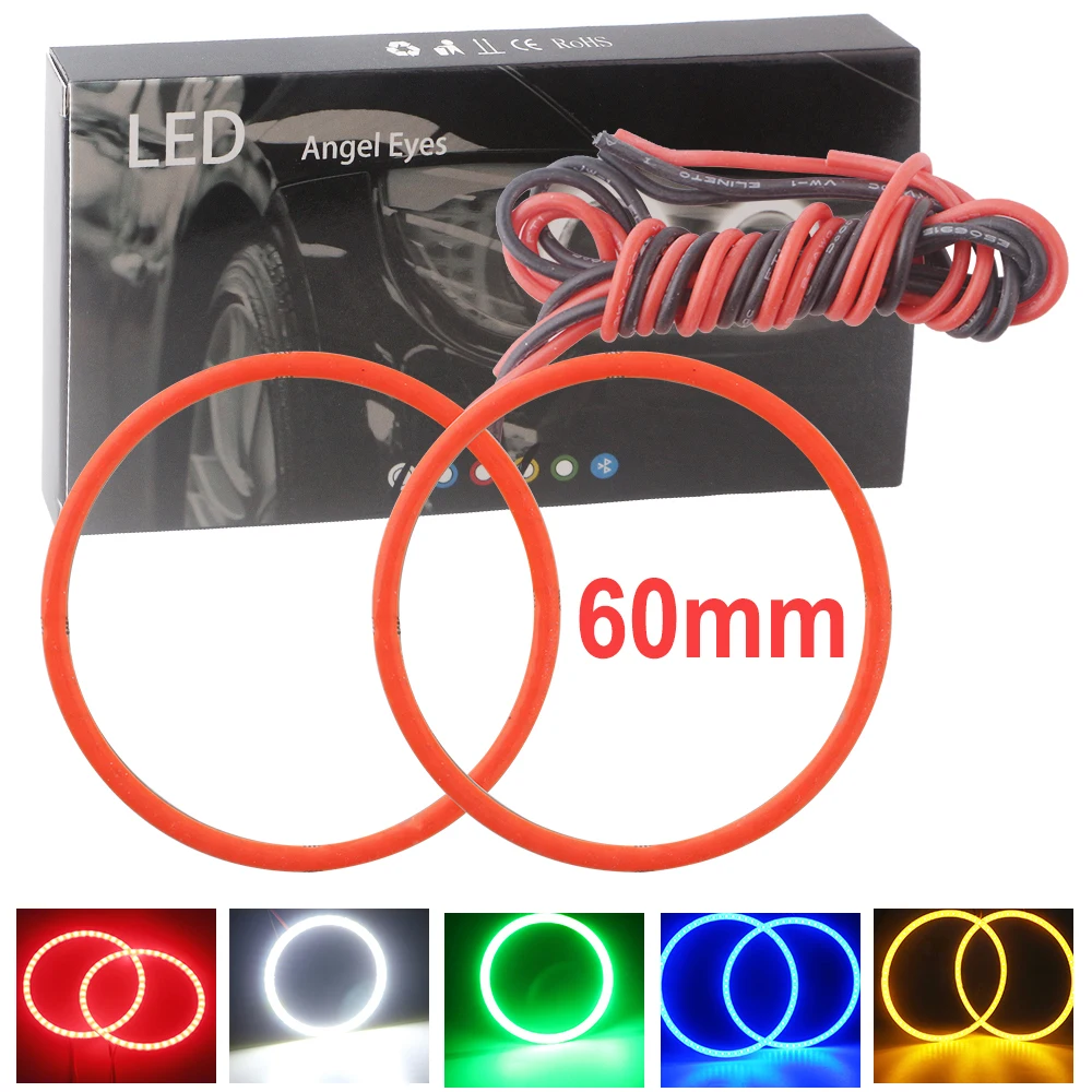 

60mm 2.36'' 2pcs/set Angel Eyes 12V COB 45 SMD LED Halo Rings Light Silica Gel Waterproof LED Signal Fog Width Headlight Car