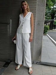 2024 Summer Fashion White Vest Pants sets