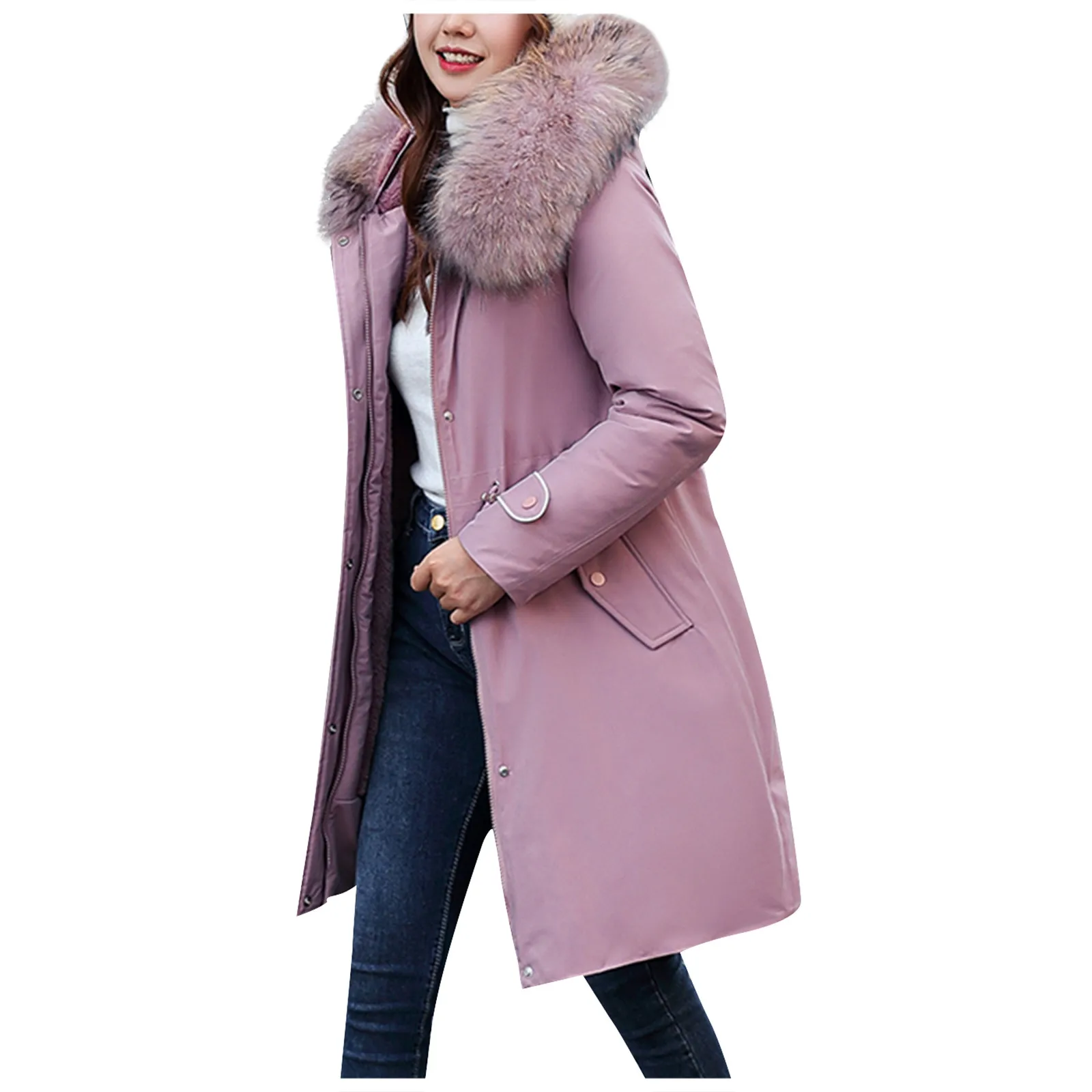 

Loose Mid-length Hooded Cotton Padded Coats Thicken Warm Snow Wear Parkas Oversized Women Winter Windbreak Casual Jackets