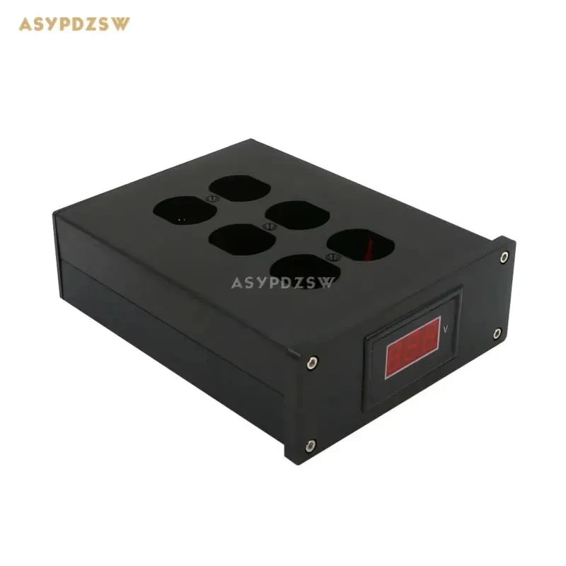 Full aluminum HIFI US AC Power Distributor 6 outlet Power supply box With voltage display chassis