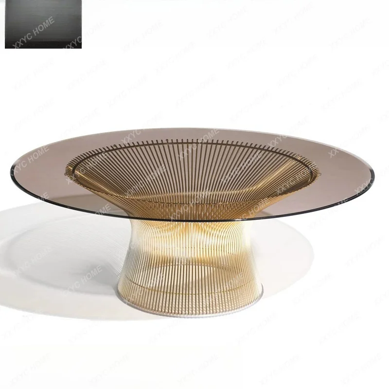 Coffee Table Stainless Steel Glass Casual Round Table