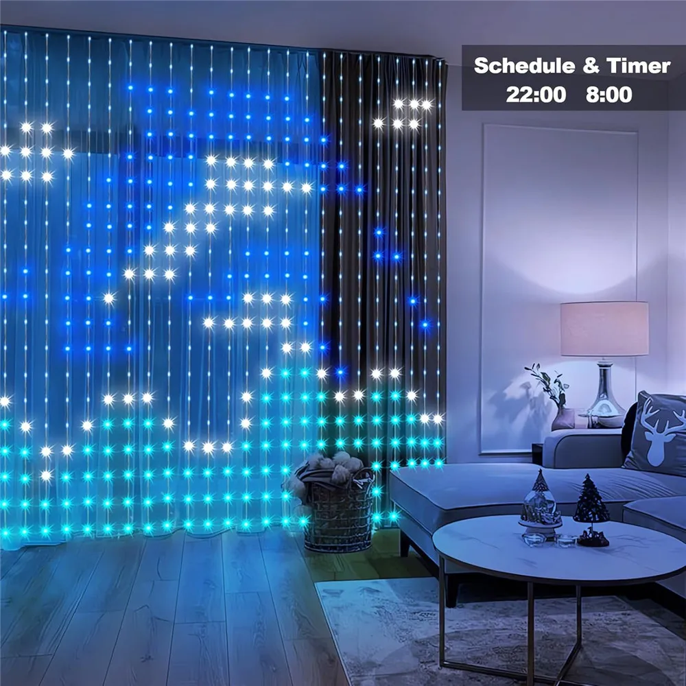 USB DC5V WS2812B الذكية Led سلسلة أضواء عيد الميلاد بلوتوث الموسيقى App التحكم RGBIC الستار LED عنونة الطرف الديكور #6