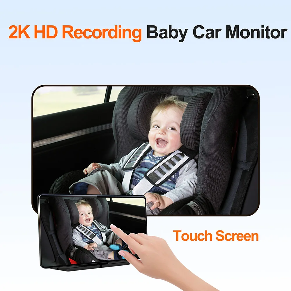 Soybean Baby Car Camera 2K HD 7'' Touch Screen 180° View Night Vision Back Seat Car Camera Monitor Display for Infants Kids Pets