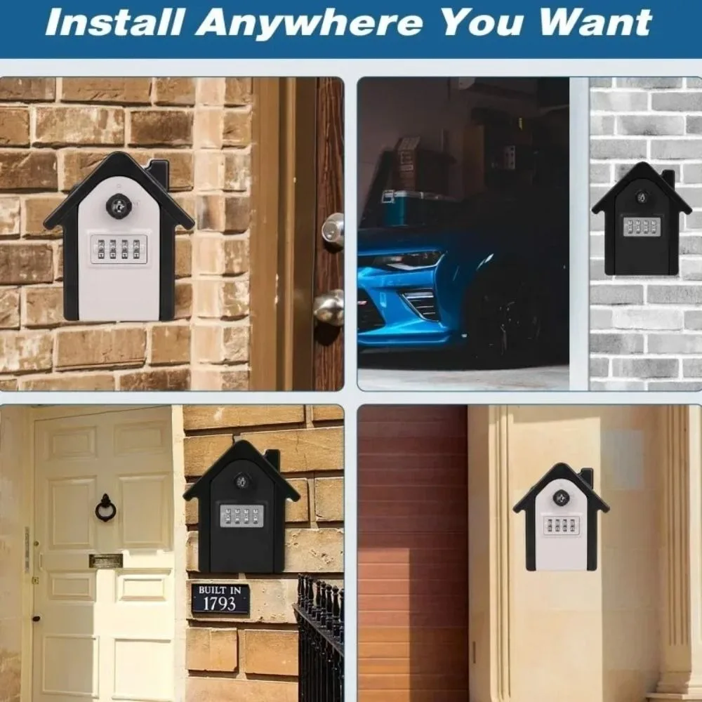Resettable Combination Key Lock Box Waterproof Large Capacity Key Storage Box Weatherproof High-capacity Security Lock Box