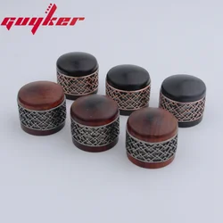 1 Pcs Red Sandalwood/Ebony Potentiometer Knob Antique Silver or Gold Window Decorations Around Potentimeter Knob Guitar Bass