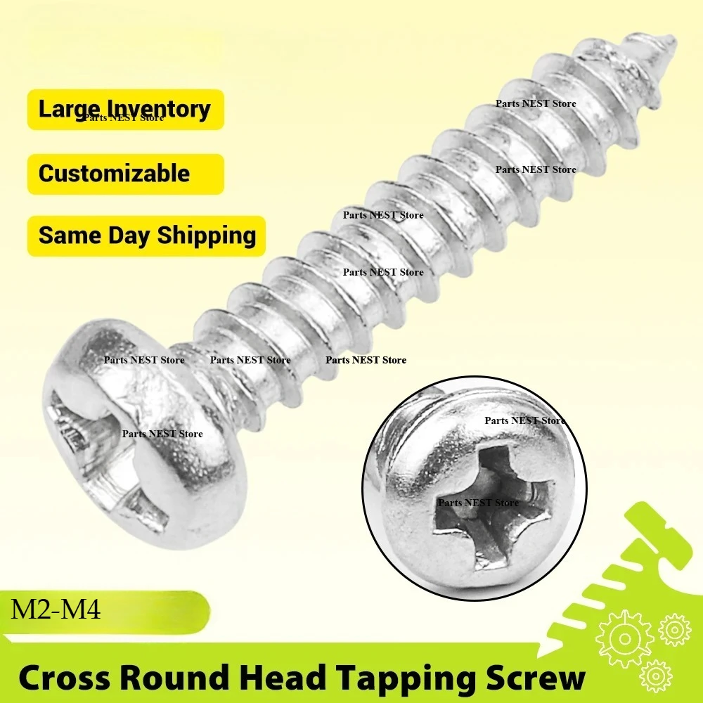

304 Stainless Steel Self Tapping M2 M2.6 M3 M4 M5 M6 Phillips Round Head Wood Screws Pan Head Cross Drive Screw Assortment Kit